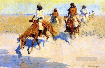 Piscina en el desierto Viejo oeste americano Frederic Remington Pinturas al óleo